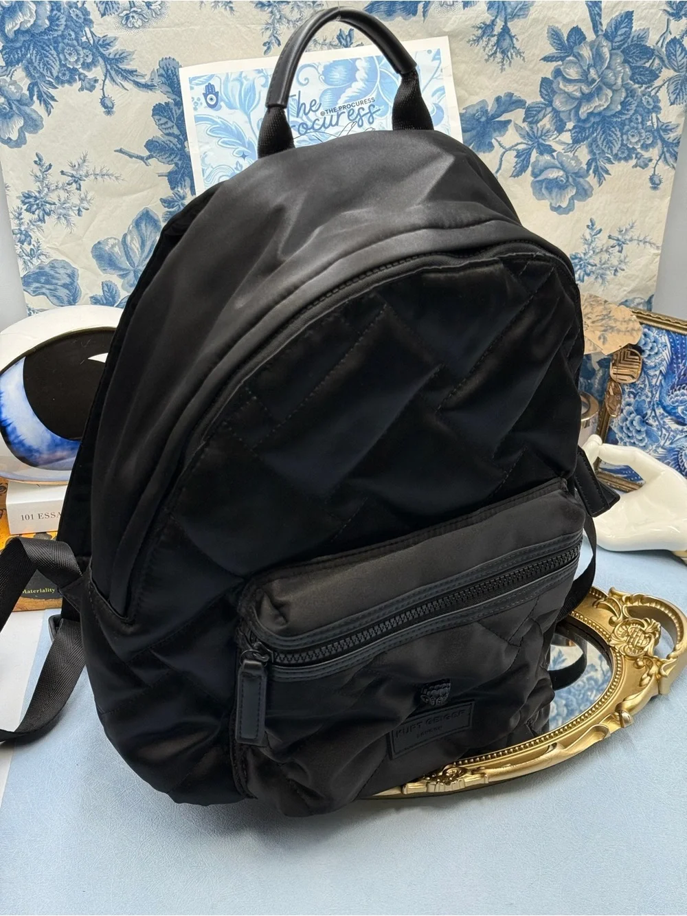 🆕 KURT GEIGER LONDON 🧿 NWOT Recycled Nylon Drench Zip Backpack, Black Nylon